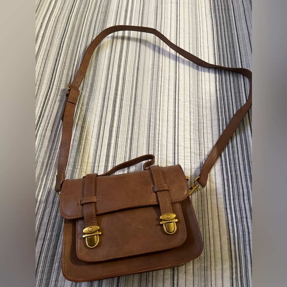 Brandy Melville faux leather bucket messenger bag